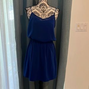 Express dress blue sits short on the leg depending on length